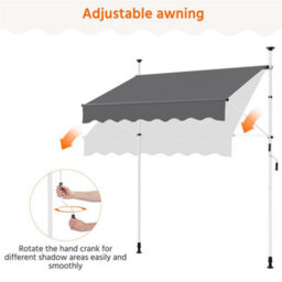 Yaheetech Dark Grey 2M L Manual Retractable Awning With Adjustable Awning Angle And Height - thumbnail 8