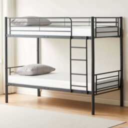 Bircham Bunk Bed In Grey - Reinforced Tubular Slats - Suitable For Adult Use - Single - thumbnail 1