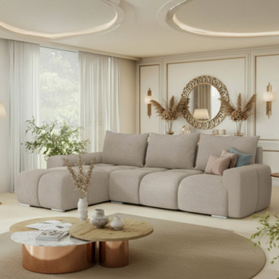 Galeria Corner Sofa Bed With Storage Left Hand Beige - image 1