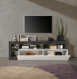 FurniComp LTD Furnicomp Lorenzo 184Cm White Gloss And Anthracite Tv Stand - thumbnail 2