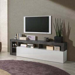 FurniComp LTD Furnicomp Lorenzo 184Cm White Gloss And Anthracite Tv Stand