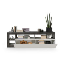 FurniComp LTD Furnicomp Lorenzo 184Cm White Gloss And Anthracite Tv Stand - thumbnail 4