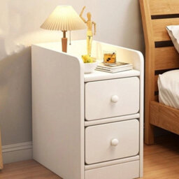 2 Drawers Small Bedside Table Cabinet Side End Table Nightstand Storage Organizer Bedroom - thumbnail 6