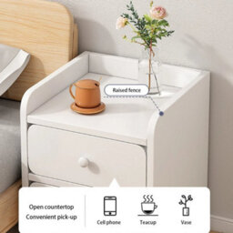 2 Drawers Small Bedside Table Cabinet Side End Table Nightstand Storage Organizer Bedroom - thumbnail 4