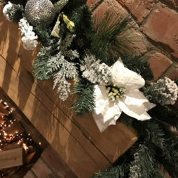 Samuel Alexander 1.8M (6Ft) White Poinsettia Christmas Garland Silver Balls Glitter Snow Flocked - thumbnail 4