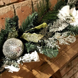 Samuel Alexander 1.8M (6Ft) White Poinsettia Christmas Garland Silver Balls Glitter Snow Flocked - thumbnail 9