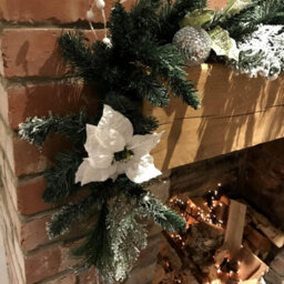Samuel Alexander 1.8M (6Ft) White Poinsettia Christmas Garland Silver Balls Glitter Snow Flocked - thumbnail 8