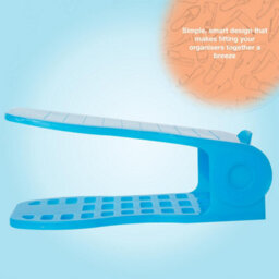 Haven Space Saver Shoe Rack Organiser Standard Size Easy To Clean & Sturdy, Blue - thumbnail 3