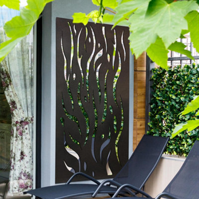Mirroroutlet Amarelle Extra Large Metal Flame Decorative Garden Screen Mirror 180Cm X 90Cm - image 1