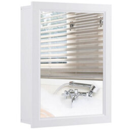 Costway Bathroom Mirror Cabinet Wall Mounted Storage Cabinet White - thumbnail 1