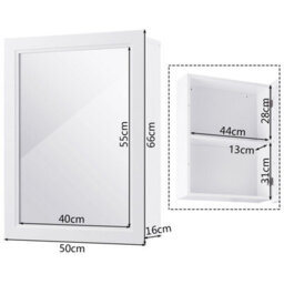 Costway Bathroom Mirror Cabinet Wall Mounted Storage Cabinet White - thumbnail 2