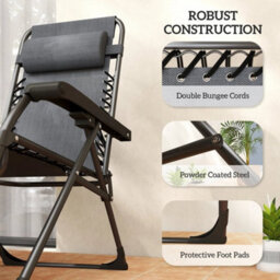 Zero Gravity Chairs Set Of 2 With Cup Holder, Headrest, Dark Grey - thumbnail 4