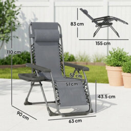 Zero Gravity Chairs Set Of 2 With Cup Holder, Headrest, Dark Grey - thumbnail 2