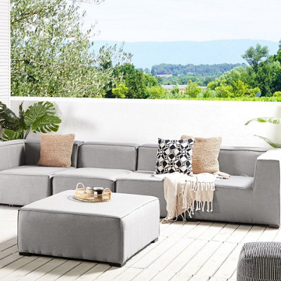 Beliani Veranda Modular 4-Seater Garden Sofa Set With Ottoman, Light Grey - Large Outdoor Lounge - image 1