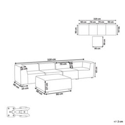 Beliani Veranda Modular 4-Seater Garden Sofa Set With Ottoman, Light Grey - Large Outdoor Lounge - thumbnail 3