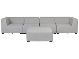Beliani Veranda Modular 4-Seater Garden Sofa Set With Ottoman, Light Grey - Large Outdoor Lounge - thumbnail 2