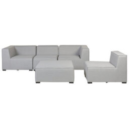 Beliani Veranda Modular 4-Seater Garden Sofa Set With Ottoman, Light Grey - Large Outdoor Lounge - thumbnail 6