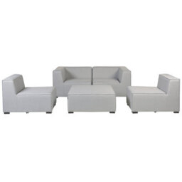 Beliani Veranda Modular 4-Seater Garden Sofa Set With Ottoman, Light Grey - Large Outdoor Lounge - thumbnail 5