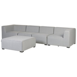 Beliani Veranda Modular 4-Seater Garden Sofa Set With Ottoman, Light Grey - Large Outdoor Lounge - thumbnail 4