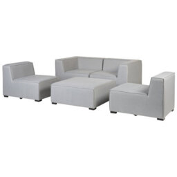 Beliani Veranda Modular 4-Seater Garden Sofa Set With Ottoman, Light Grey - Large Outdoor Lounge - thumbnail 8