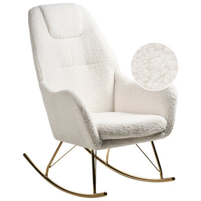 Beliani Rocking Chair Gulsele Boucle Off-White - image 1