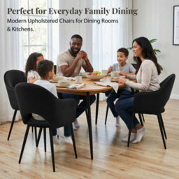 Evre Hailey Black Velvet Dining Chairs Set Of 2 Upholstered Chairs With Padded Arms & Cutout Back Rest. - thumbnail 7
