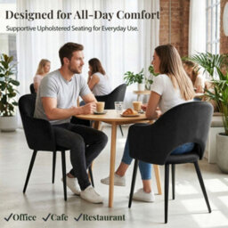 Evre Hailey Black Velvet Dining Chairs Set Of 2 Upholstered Chairs With Padded Arms & Cutout Back Rest. - thumbnail 8