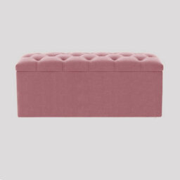 137Cm Luna Ottoman Storage Box - Pink Velvet Upholstered Chesterfield Storage Ottoman Box