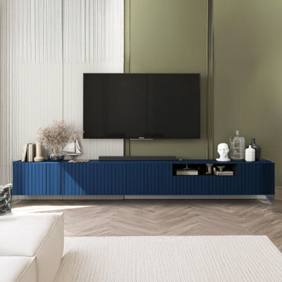 Heze Furniture Elpis Glamour Tv Cabinet Media Unit Extra Long 300 Cm Wall Mounted - Navy Matt - image 1