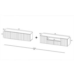 Heze Furniture Elpis Glamour Tv Cabinet Media Unit Extra Long 300 Cm Wall Mounted - Navy Matt - thumbnail 7