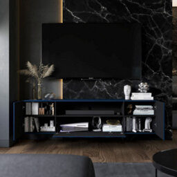 Heze Furniture Elpis Glamour Tv Cabinet Media Unit Extra Long 300 Cm Wall Mounted - Navy Matt - thumbnail 6