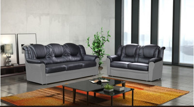 Texas 3+2 Sofa Set Black/grey Faux Leather
