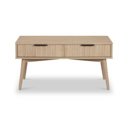 Jakob Oak 90Cm Grooved Coffee Table With Drawer - By Roseland Furniture - thumbnail 2