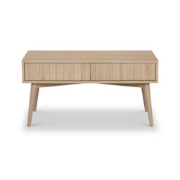 Jakob Oak 90Cm Grooved Coffee Table With Drawer - By Roseland Furniture - thumbnail 3