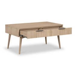 Jakob Oak 90Cm Grooved Coffee Table With Drawer - By Roseland Furniture - thumbnail 4