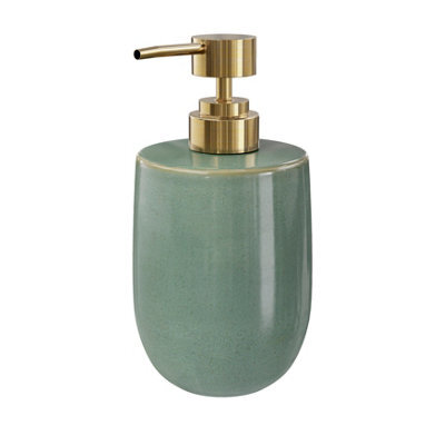 GoodHome Boann Gloss Green Reactive Glaze Effect Ceramic Freestanding Soap Dispenser - image 1