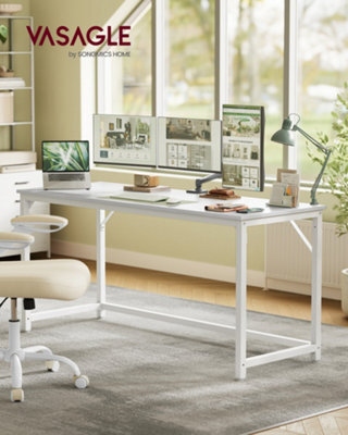 Vasagle Computer Desk, Office Desk, 160 X 60 X 76 Cm, For Study, Bedroom, Living Room, Maple White And Pearl White - image 1