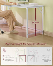 Vasagle Computer Desk, Office Desk, 160 X 60 X 76 Cm, For Study, Bedroom, Living Room, Maple White And Pearl White - thumbnail 4