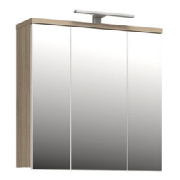 Furniture To Go Veris 3 Door Mirrored Bathroom Cabinet With Integrated Led Lighting - Sonoma Oak And White Gloss - thumbnail 2