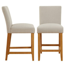 The Furniture Market Monty Natural Linen Fabric Bar Stool Modern Minimalist Design Natural Oak Solid Wood Legs Comfortable Seat Kitchen Counter Stool - thumbnail 5