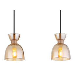 Luminosa Lighting Luminosa Massey Bar Pendant Ceiling Light Coffee Colored Matt Amber Glass Shade 3X E14 - thumbnail 4