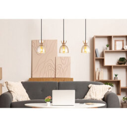 Luminosa Lighting Luminosa Massey Bar Pendant Ceiling Light Coffee Colored Matt Amber Glass Shade 3X E14 - thumbnail 6