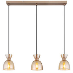 Luminosa Lighting Luminosa Massey Bar Pendant Ceiling Light Coffee Colored Matt Amber Glass Shade 3X E14 - thumbnail 3