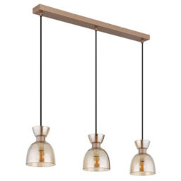 Luminosa Lighting Luminosa Massey Bar Pendant Ceiling Light Coffee Colored Matt Amber Glass Shade 3X E14 - thumbnail 2