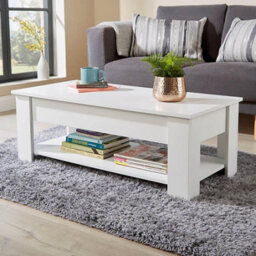 Home Source Orlando Lift Up Undershelf Storage Coffee Table White - thumbnail 8