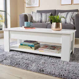 Home Source Orlando Lift Up Undershelf Storage Coffee Table White - thumbnail 6
