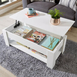 Home Source Orlando Lift Up Undershelf Storage Coffee Table White - thumbnail 7