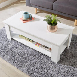 Home Source Orlando Lift Up Undershelf Storage Coffee Table White - thumbnail 4