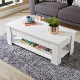 Home Source Orlando Lift Up Undershelf Storage Coffee Table White - thumbnail 5