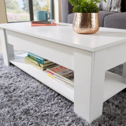 Home Source Orlando Lift Up Undershelf Storage Coffee Table White - thumbnail 2